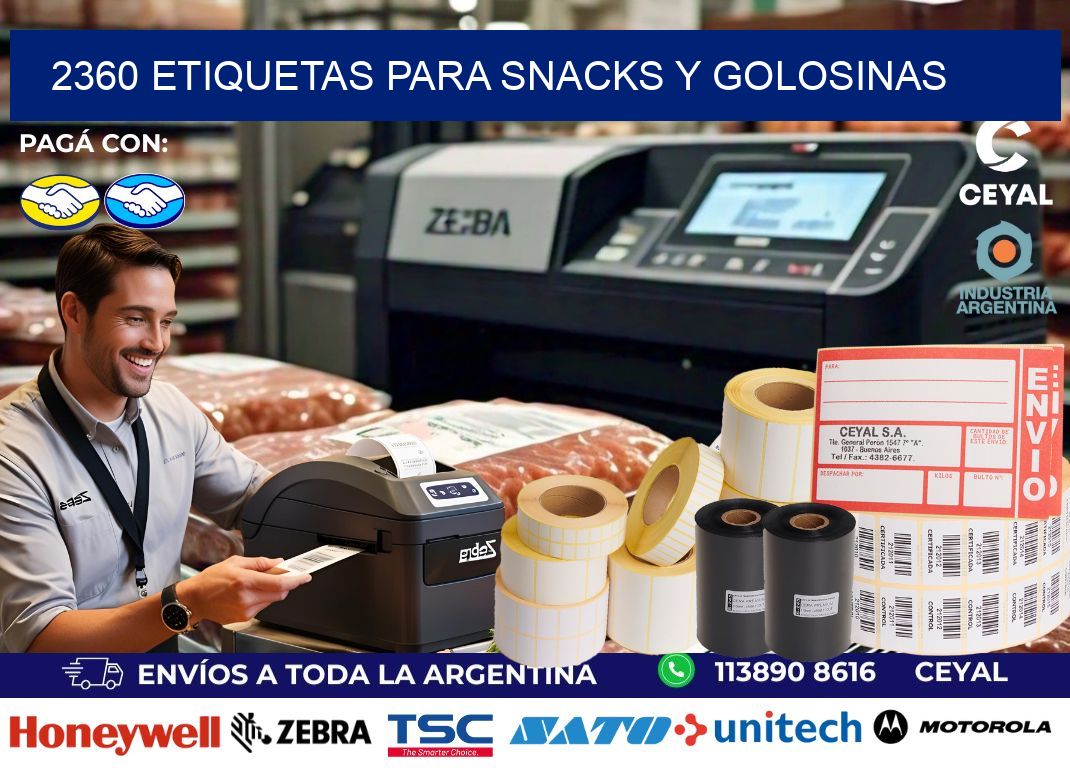 2360 Etiquetas para snacks y golosinas