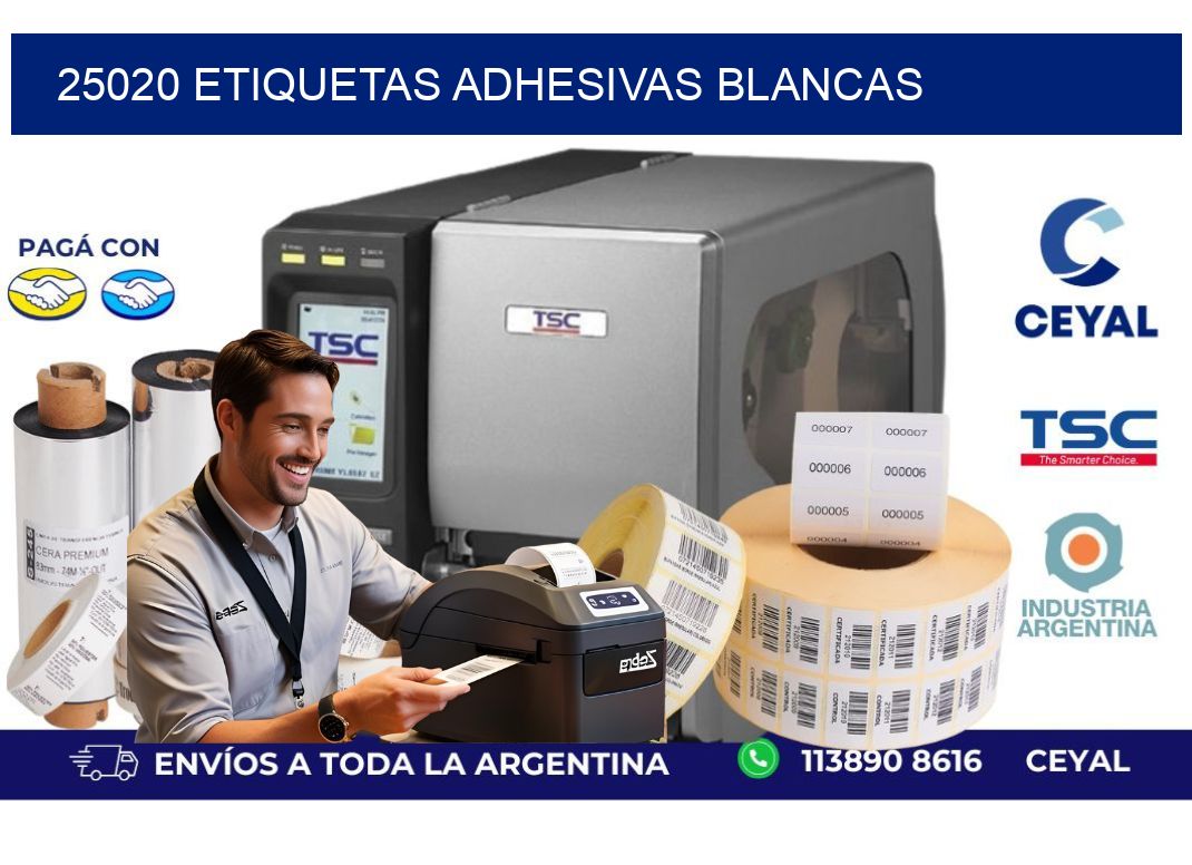 25020 etiquetas adhesivas blancas