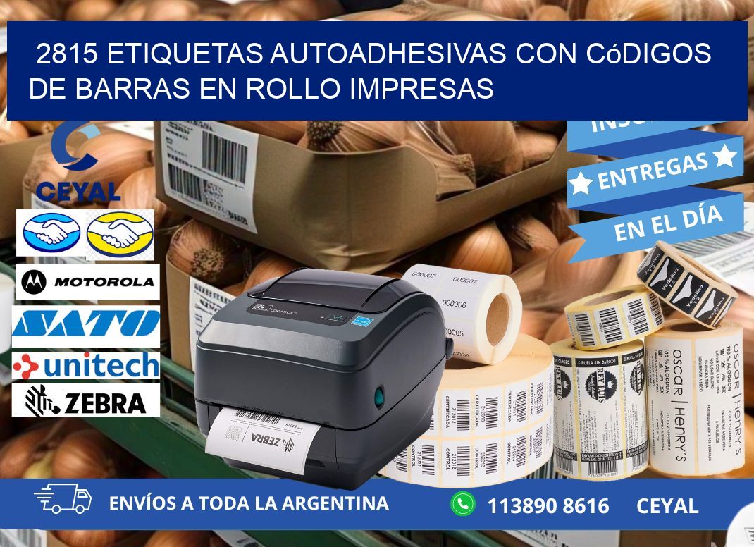 2815 Etiquetas autoadhesivas con códigos de barras en rollo impresas