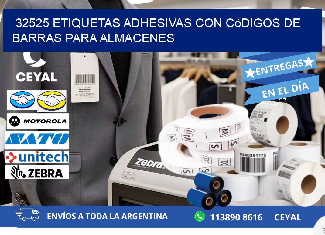 32525 etiquetas adhesivas con códigos de barras para almacenes