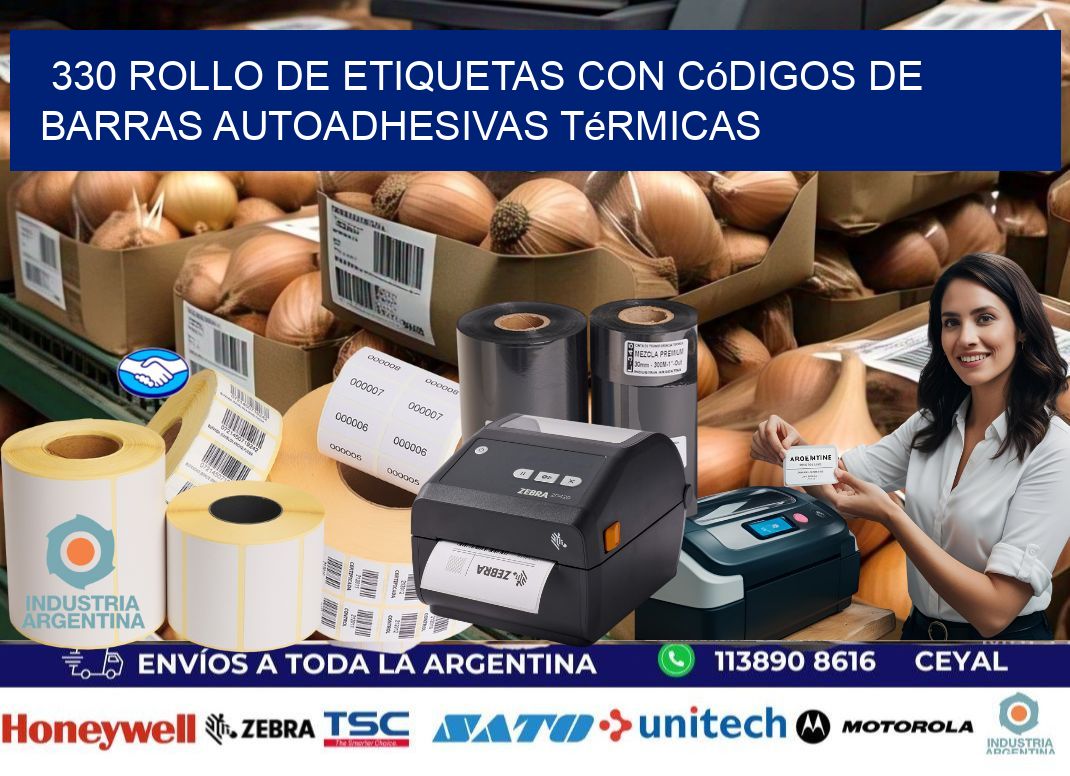 330 Rollo de etiquetas con códigos de barras autoadhesivas térmicas
