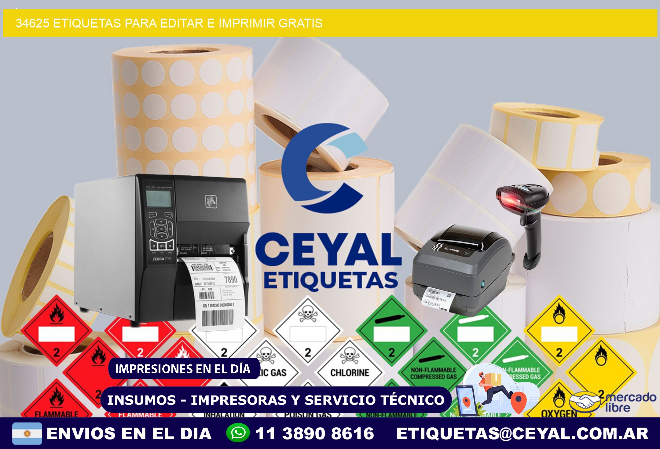 34625 Etiquetas para editar e imprimir gratis