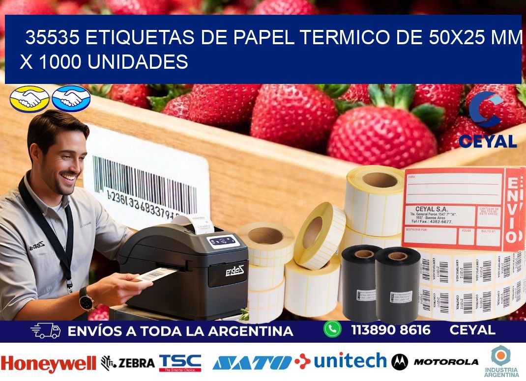 35535 Etiquetas De Papel Termico De 50x25 Mm X 1000 Unidades