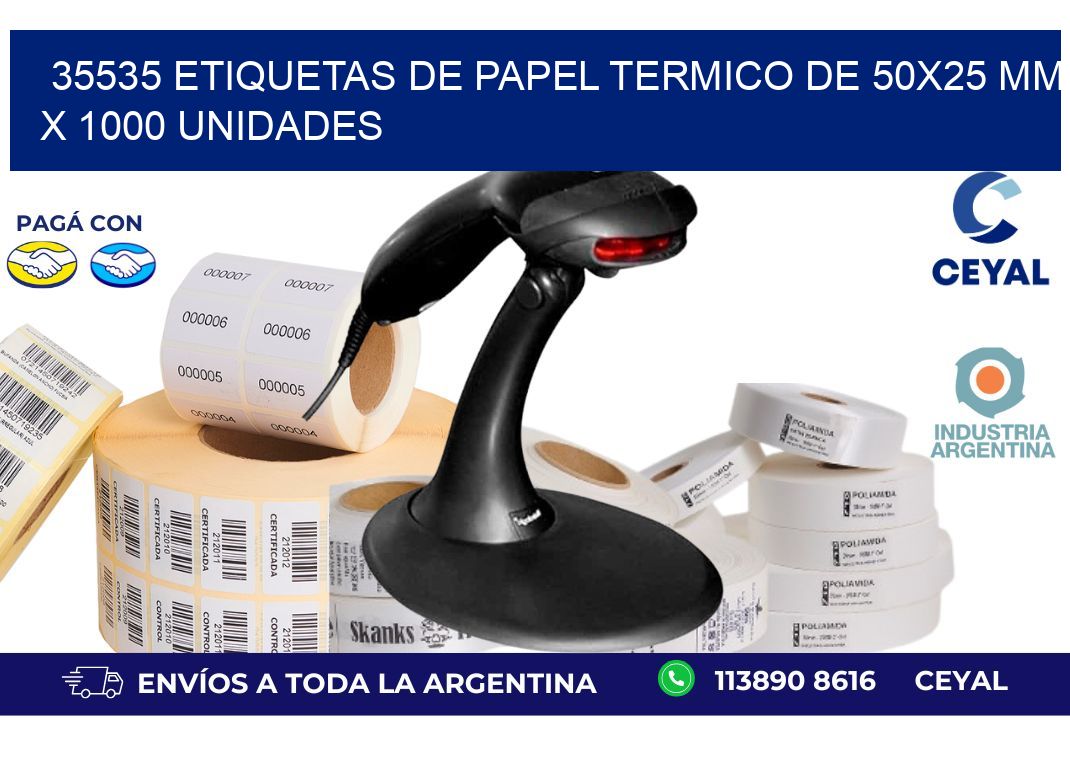 35535 Etiquetas De Papel Termico De 50x25 Mm X 1000 Unidades