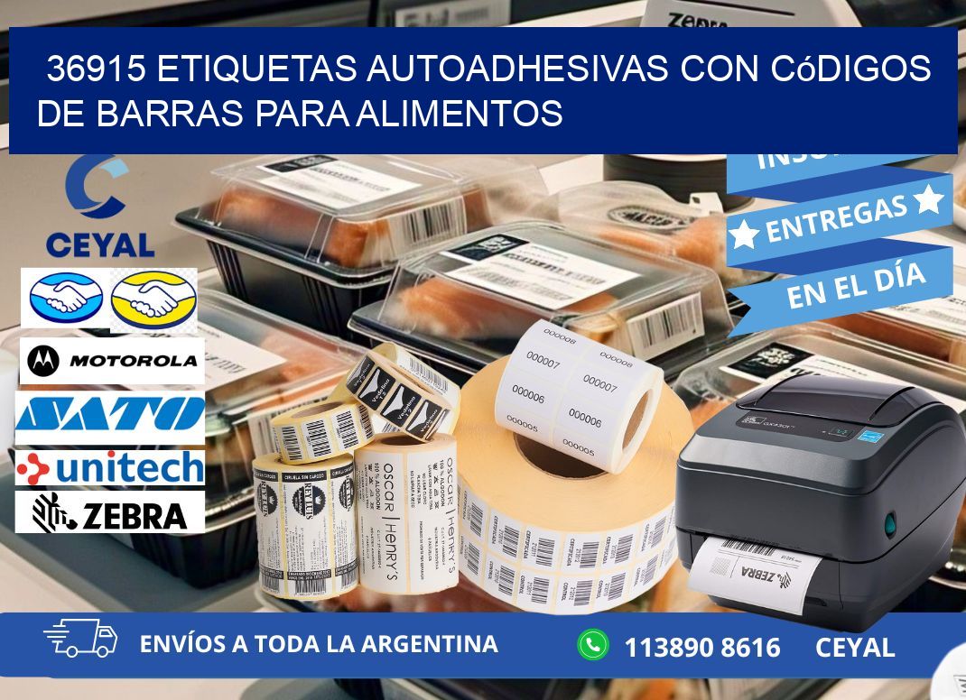 36915 Etiquetas autoadhesivas con códigos de barras para alimentos