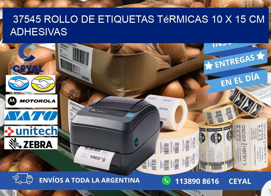 37545 Rollo de Etiquetas Térmicas 10 x 15 cm Adhesivas