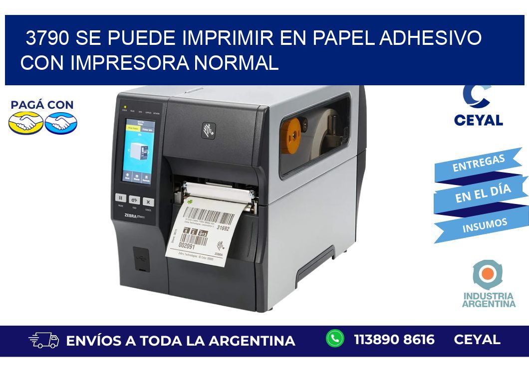 3790 Se puede imprimir en papel adhesivo con impresora normal