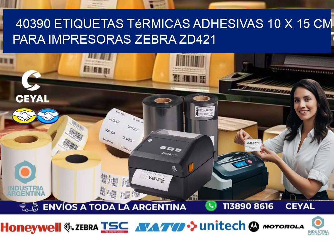 40390 Etiquetas Térmicas Adhesivas 10 x 15 cm para Impresoras Zebra ZD421