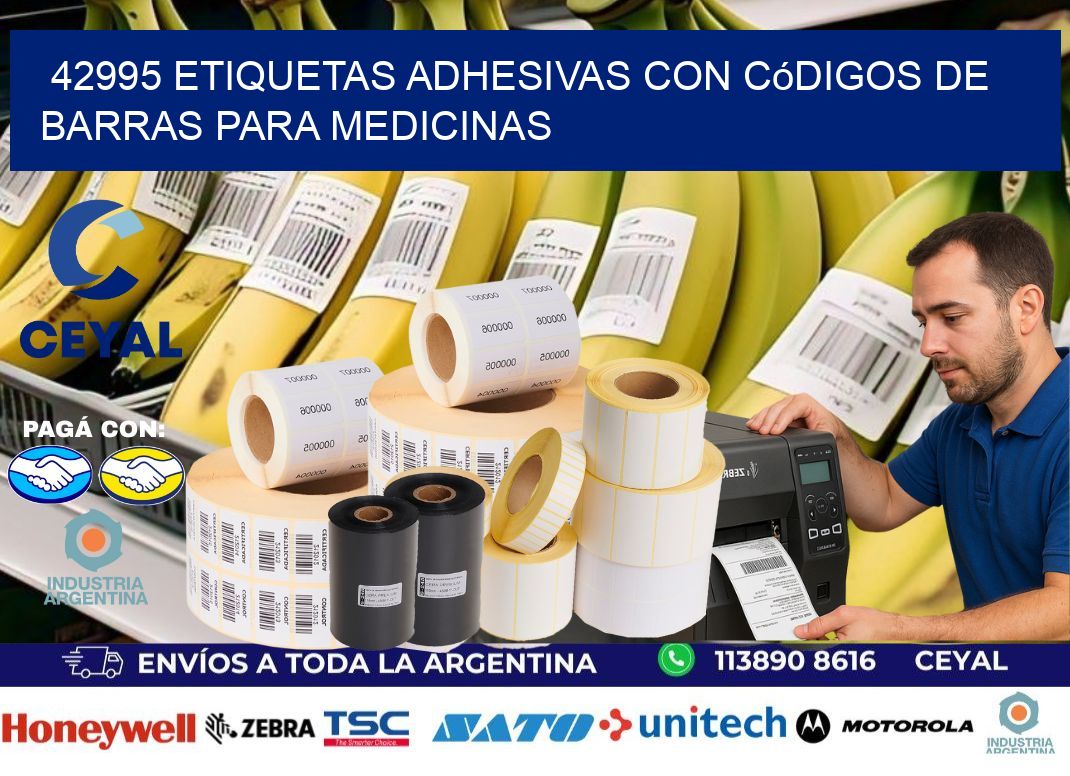 42995 etiquetas adhesivas con códigos de barras para medicinas