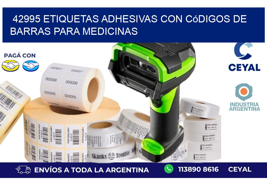 42995 etiquetas adhesivas con códigos de barras para medicinas
