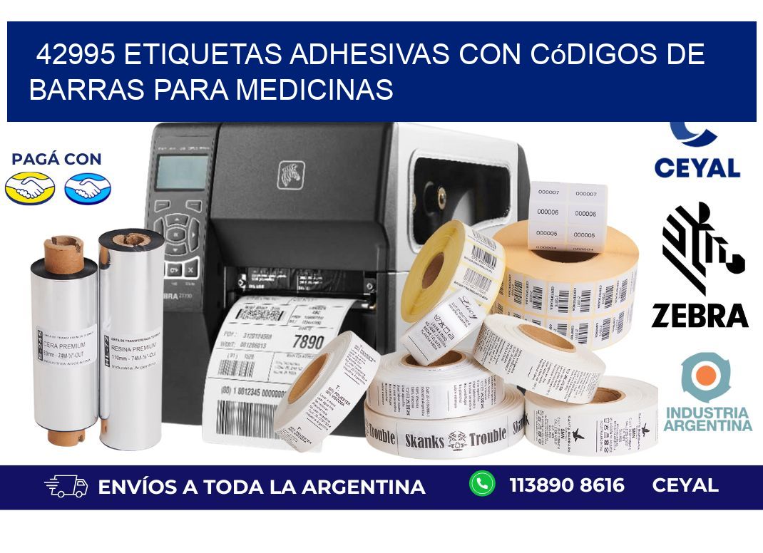 42995 etiquetas adhesivas con códigos de barras para medicinas