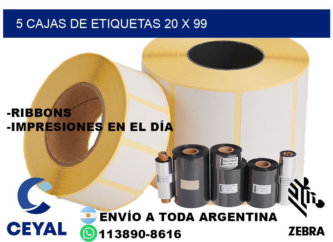 5 cajas de etiquetas 20 x 99