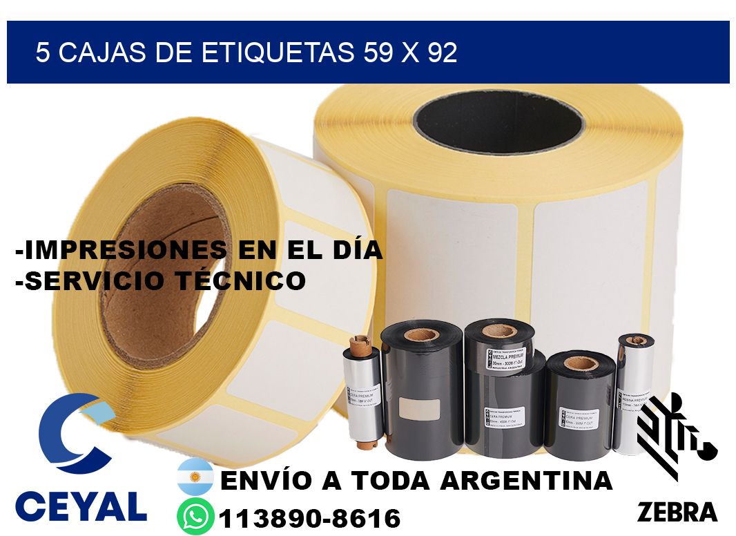 5 cajas de etiquetas 59 x 92