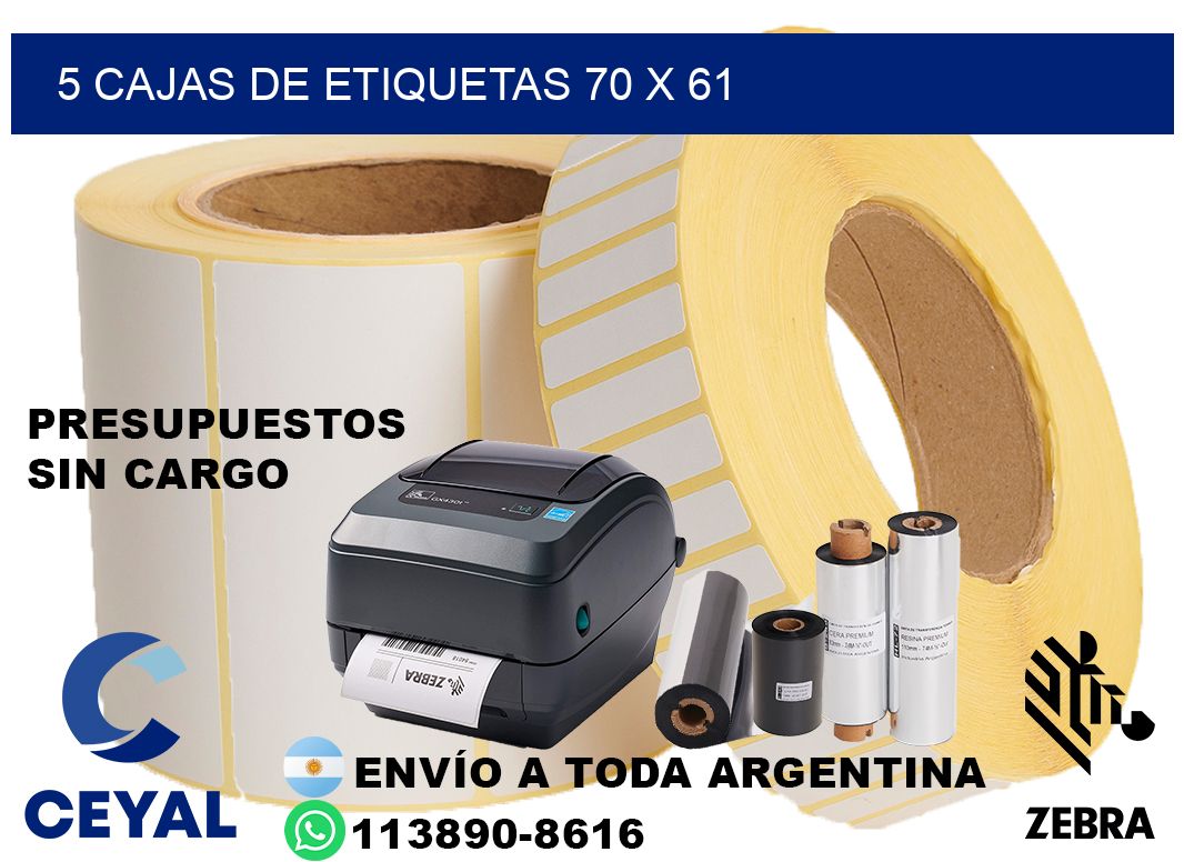 5 cajas de etiquetas 70 x 61