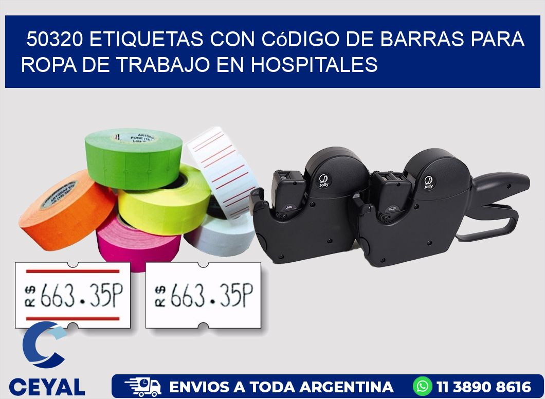 50320 Etiquetas con código de barras para ropa de trabajo en hospitales