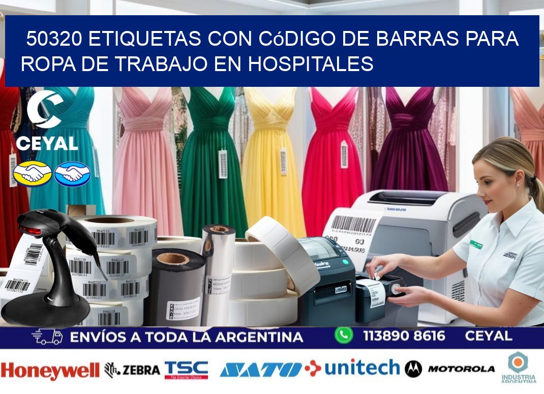 50320 Etiquetas con código de barras para ropa de trabajo en hospitales
