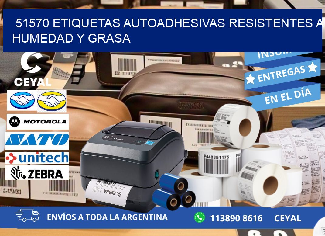 51570 etiquetas autoadhesivas resistentes a humedad y grasa