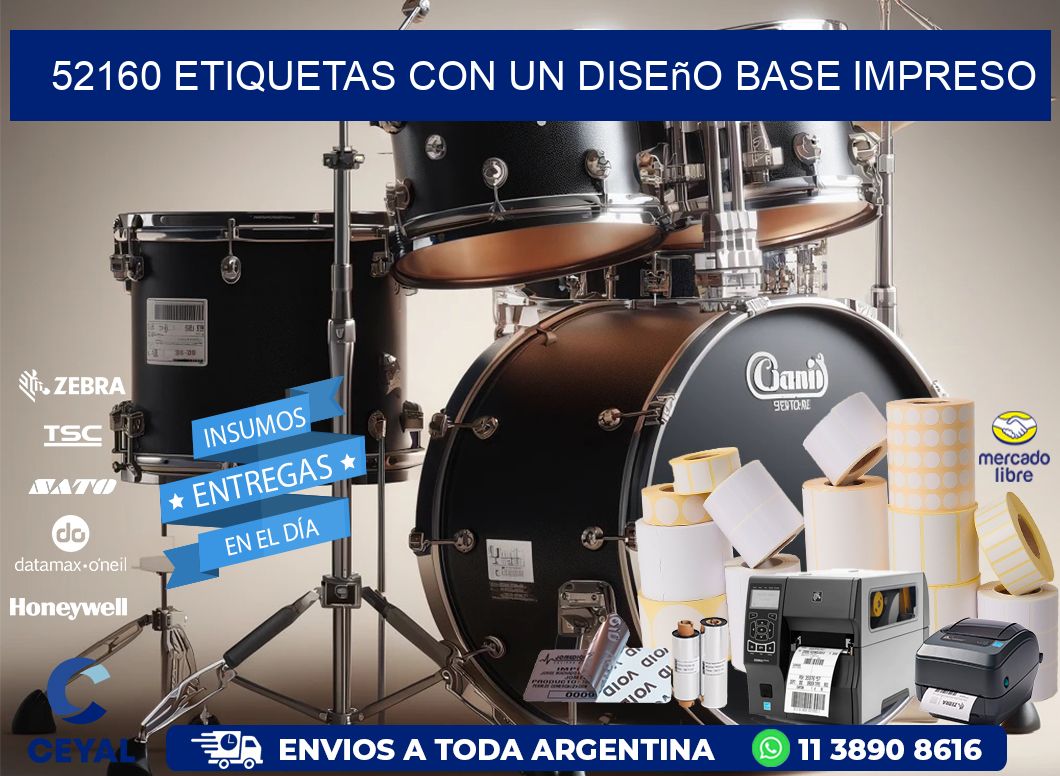 52160 etiquetas con un diseño base impreso