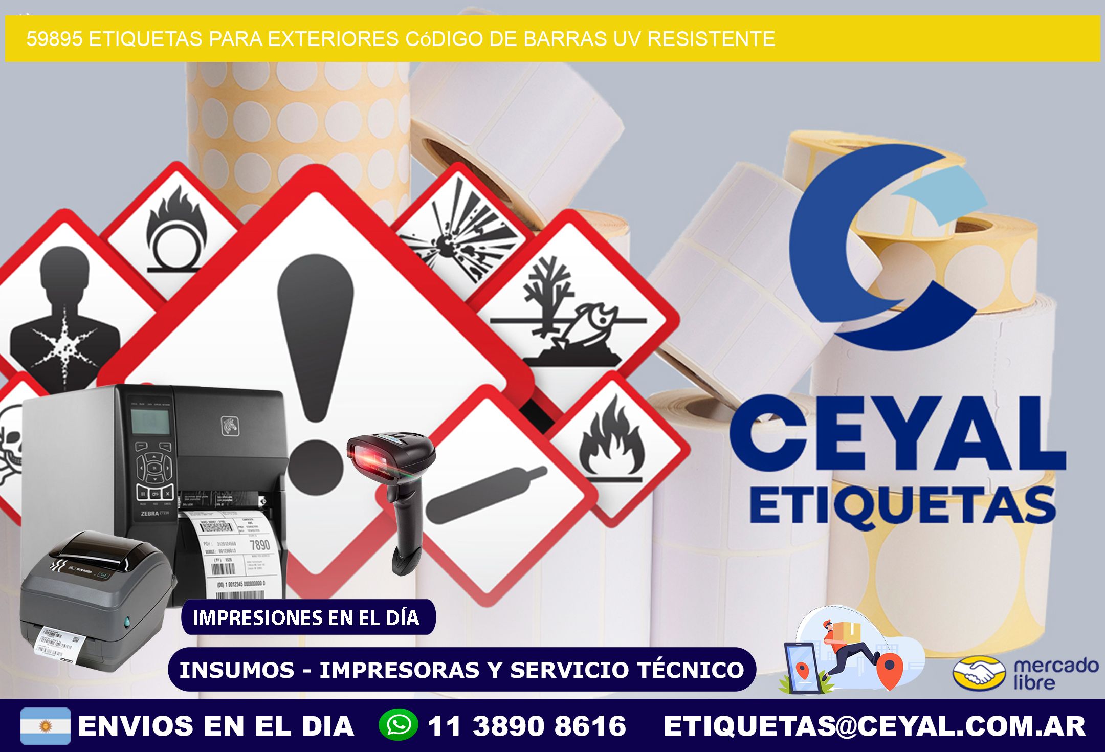 59895 etiquetas para exteriores código de barras UV resistente