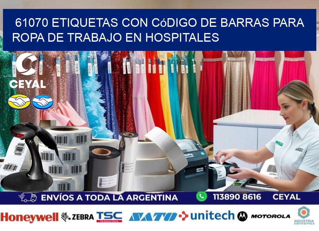 61070 Etiquetas con código de barras para ropa de trabajo en hospitales