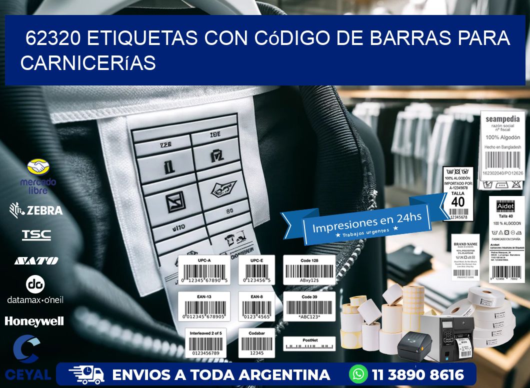 62320 etiquetas con código de barras para carnicerías