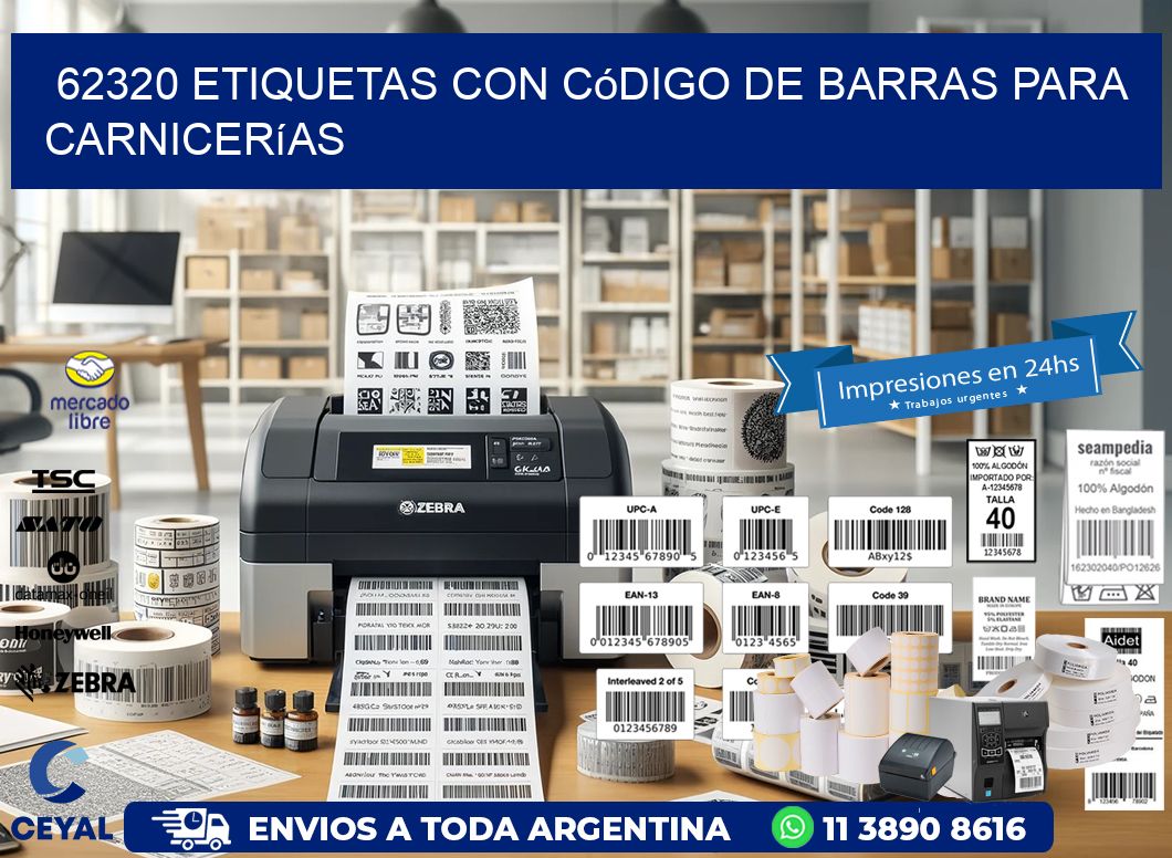 62320 etiquetas con código de barras para carnicerías