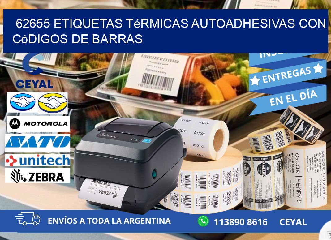 62655 Etiquetas térmicas autoadhesivas con códigos de barras
