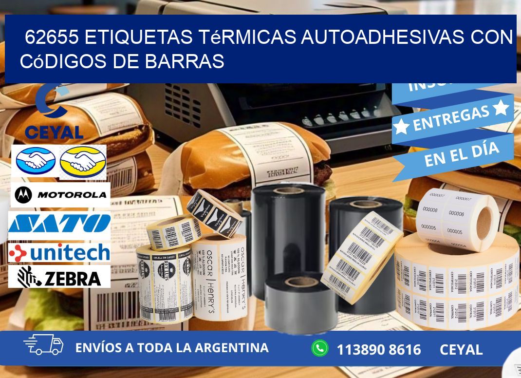 62655 Etiquetas térmicas autoadhesivas con códigos de barras