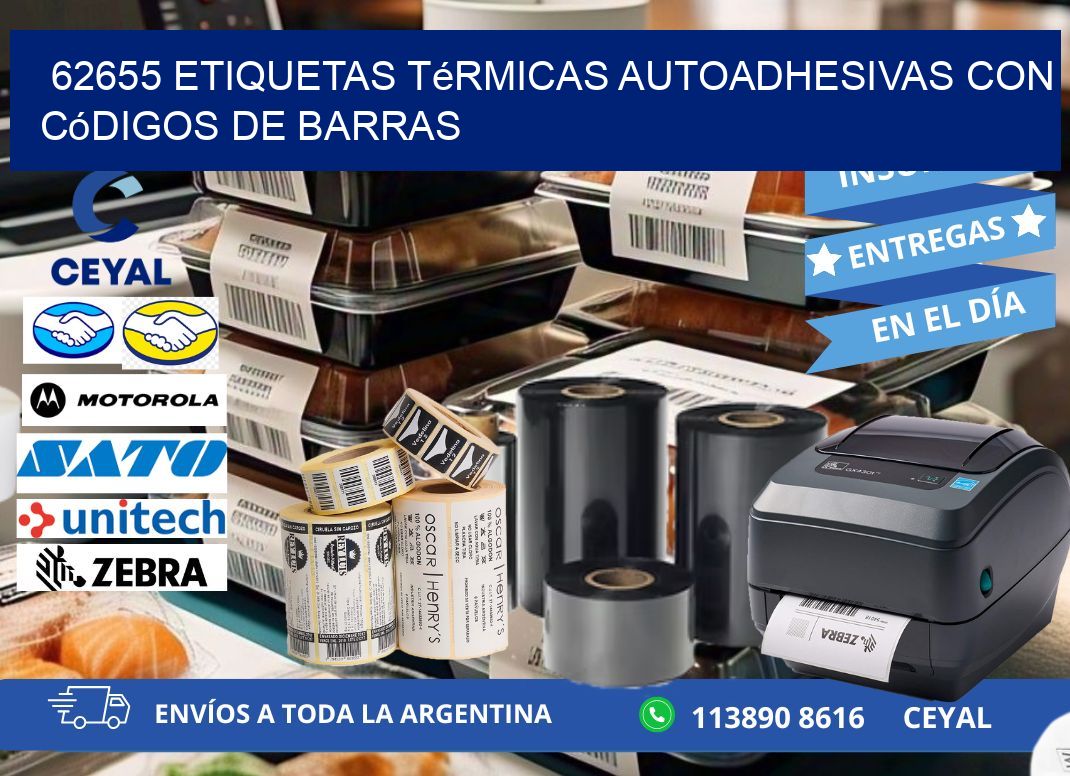 62655 Etiquetas térmicas autoadhesivas con códigos de barras