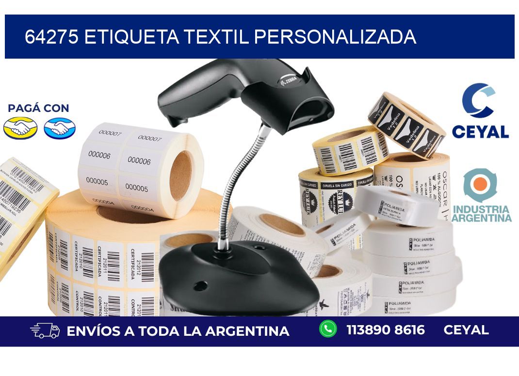 64275 Etiqueta textil personalizada
