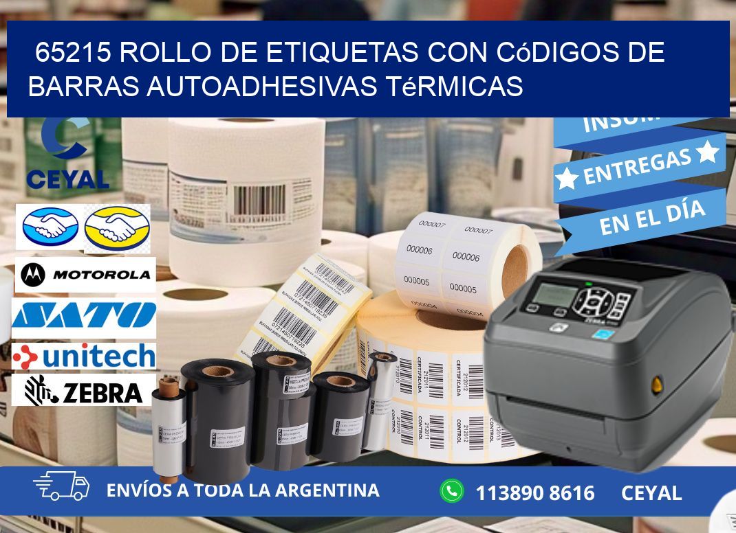 65215 Rollo de etiquetas con códigos de barras autoadhesivas térmicas