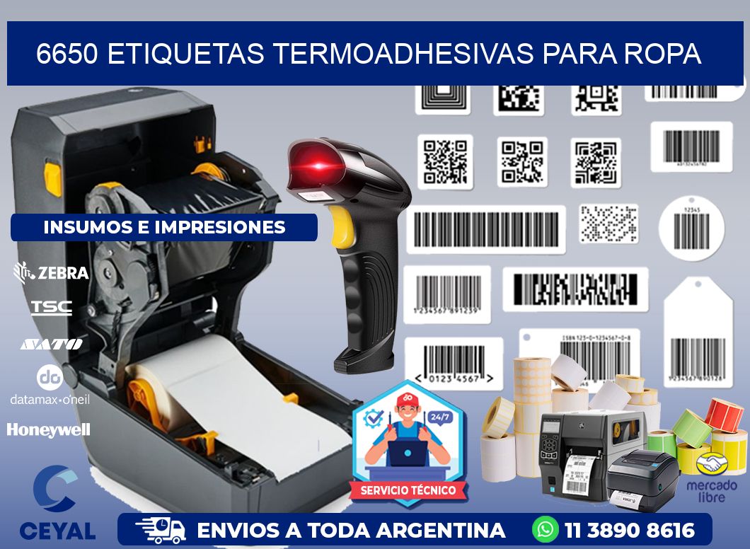 6650 Etiquetas termoadhesivas para ropa