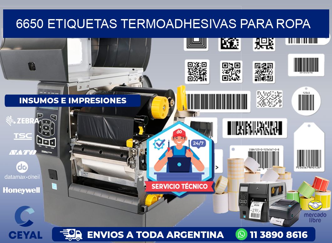 6650 Etiquetas termoadhesivas para ropa