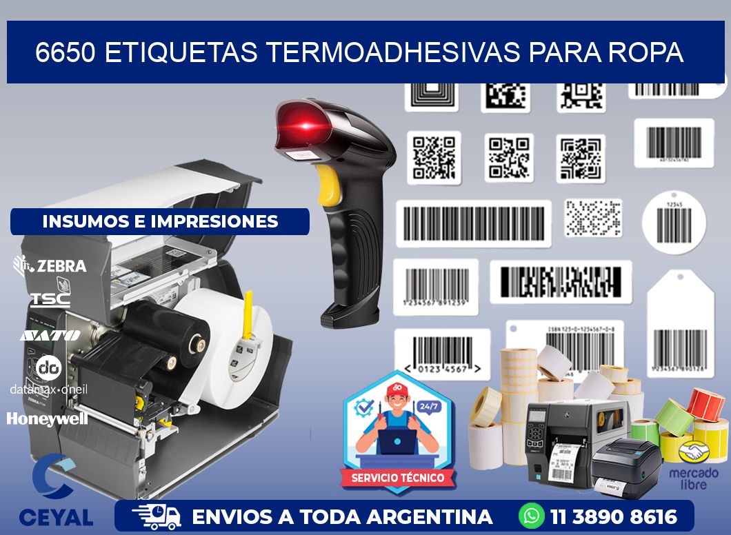 6650 Etiquetas termoadhesivas para ropa