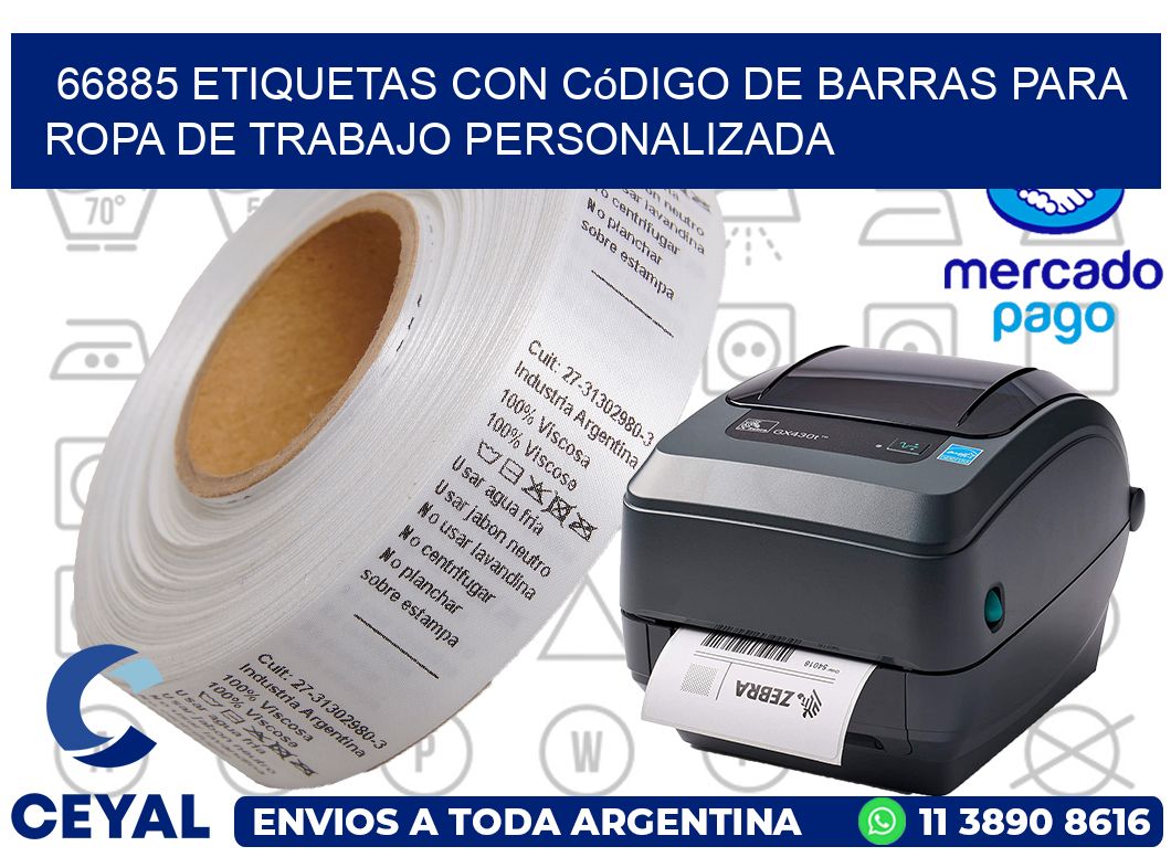 66885 Etiquetas con código de barras para ropa de trabajo personalizada