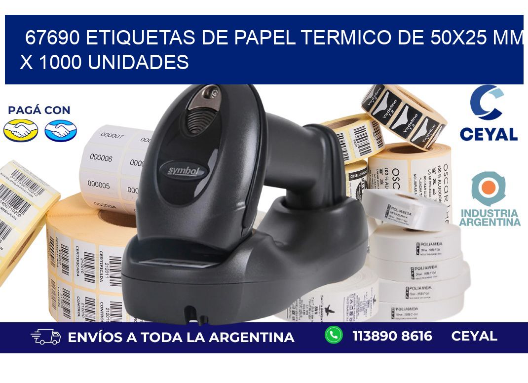 67690 Etiquetas De Papel Termico De 50x25 Mm X 1000 Unidades