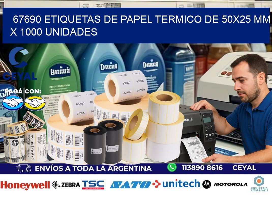 67690 Etiquetas De Papel Termico De 50×25 Mm X 1000 Unidades