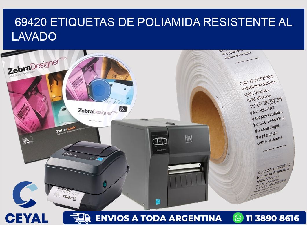 69420 Etiquetas de poliamida resistente al lavado