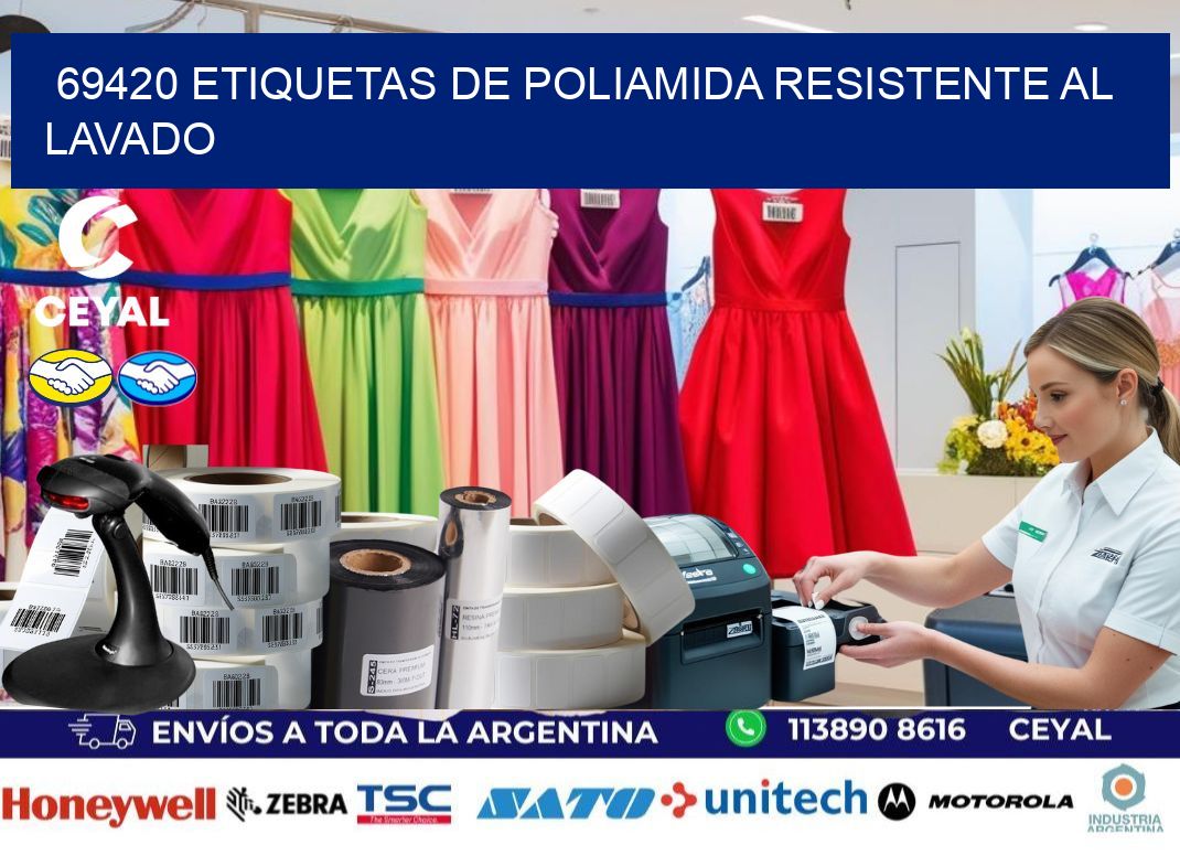 69420 Etiquetas de poliamida resistente al lavado