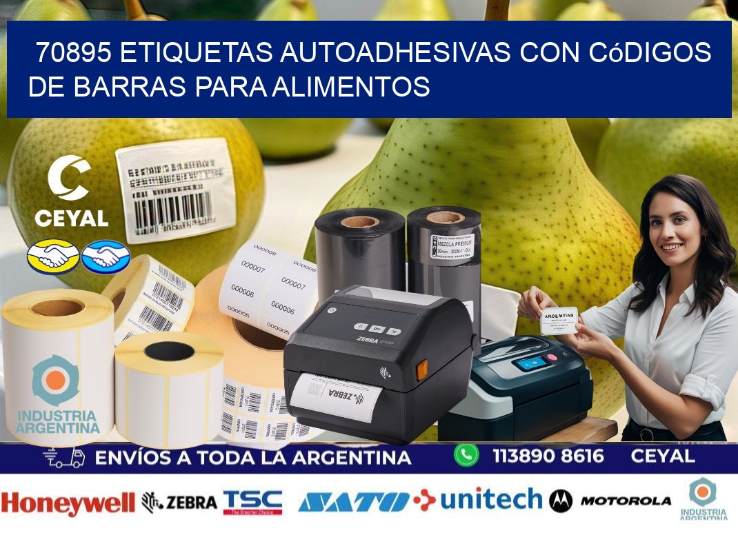 70895 Etiquetas autoadhesivas con códigos de barras para alimentos