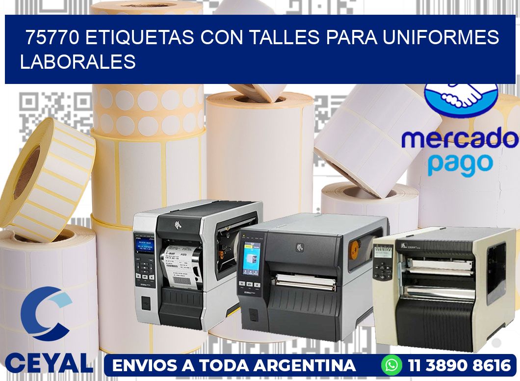 75770 etiquetas con talles para uniformes laborales