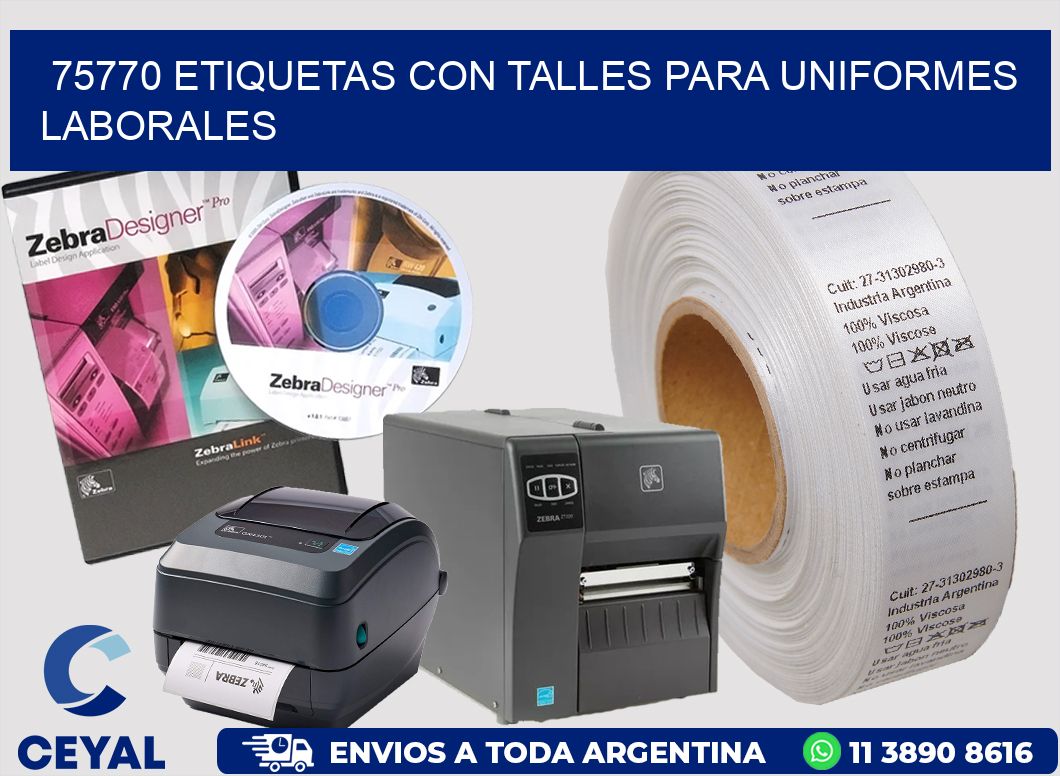 75770 etiquetas con talles para uniformes laborales