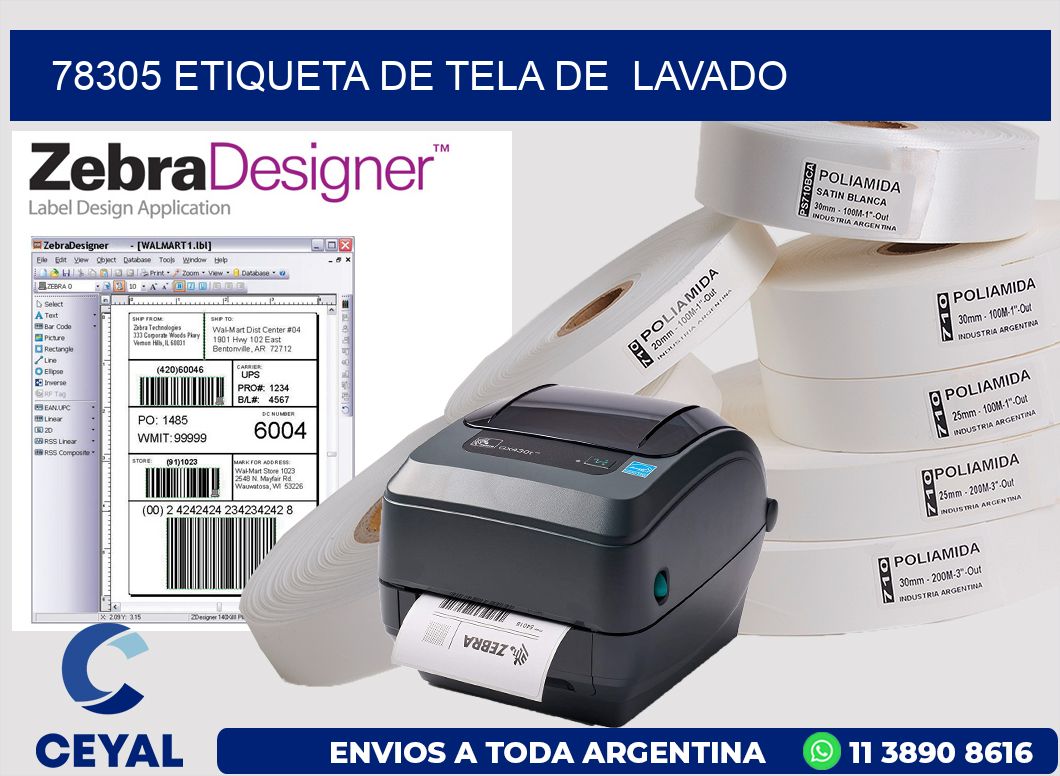 78305 etiqueta de tela de  lavado
