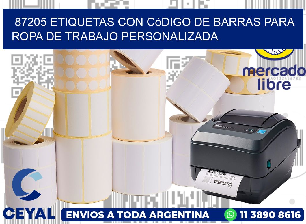 87205 Etiquetas con código de barras para ropa de trabajo personalizada