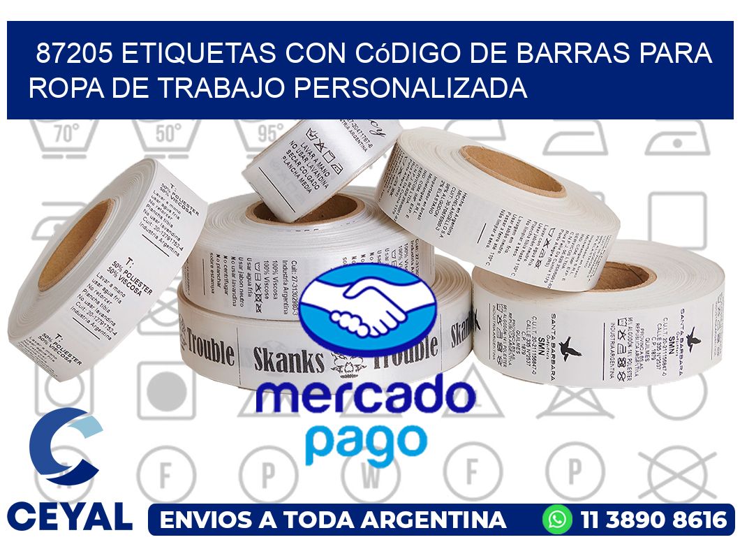 87205 Etiquetas con código de barras para ropa de trabajo personalizada
