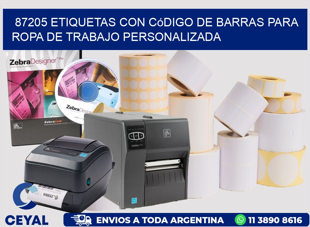 87205 Etiquetas con código de barras para ropa de trabajo personalizada