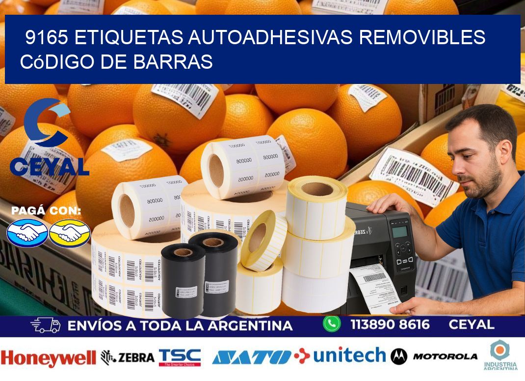 9165 etiquetas autoadhesivas removibles código de barras