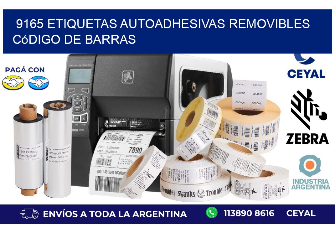 9165 etiquetas autoadhesivas removibles código de barras