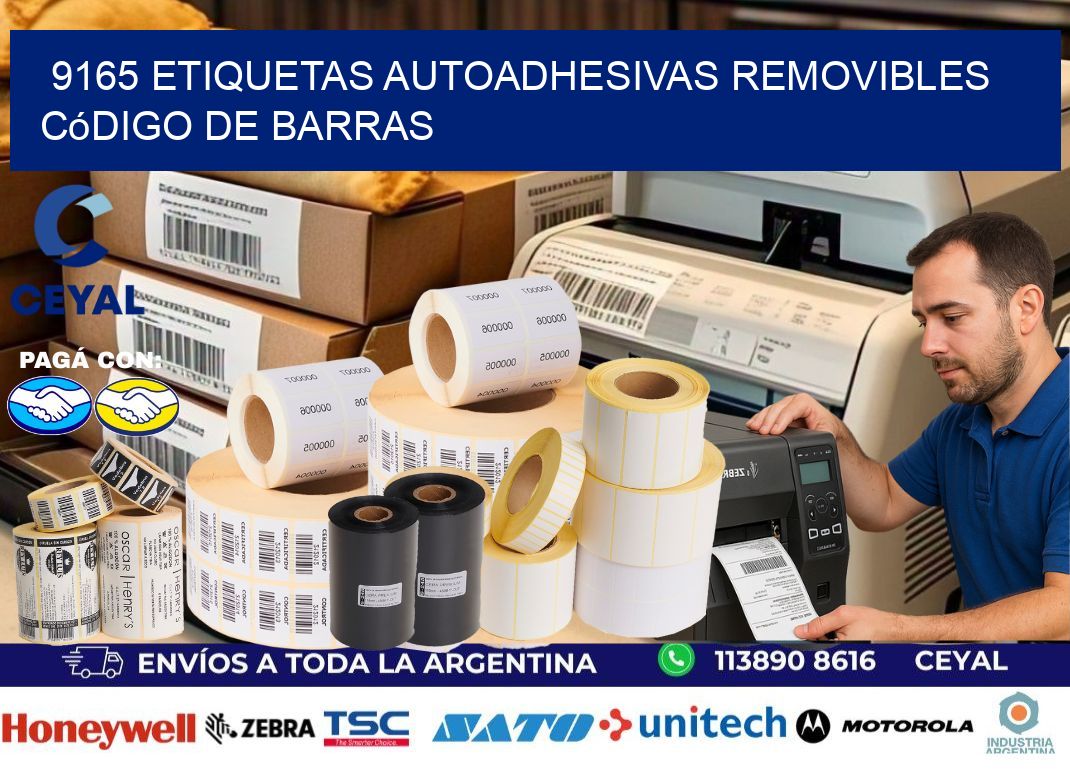 9165 etiquetas autoadhesivas removibles código de barras