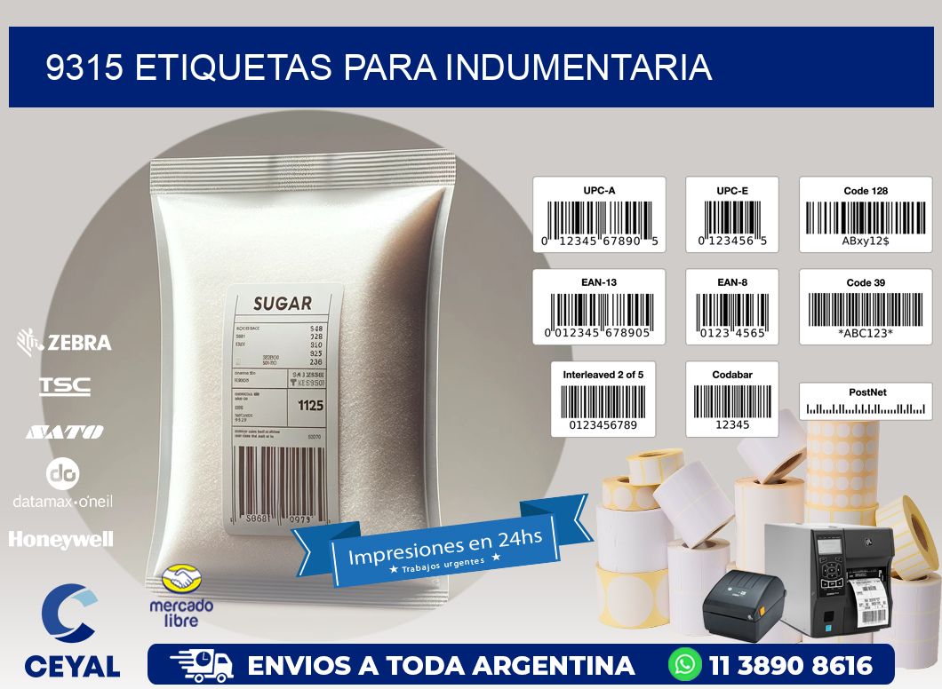 9315 Etiquetas para indumentaria